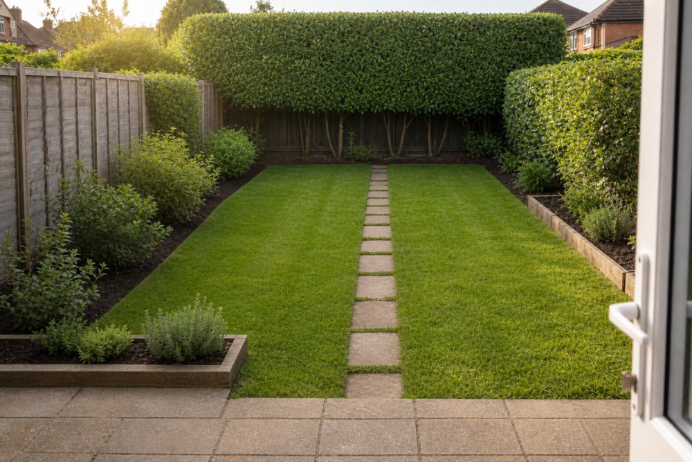 Gepflegter Garten nach professioneller Gartenarbeit