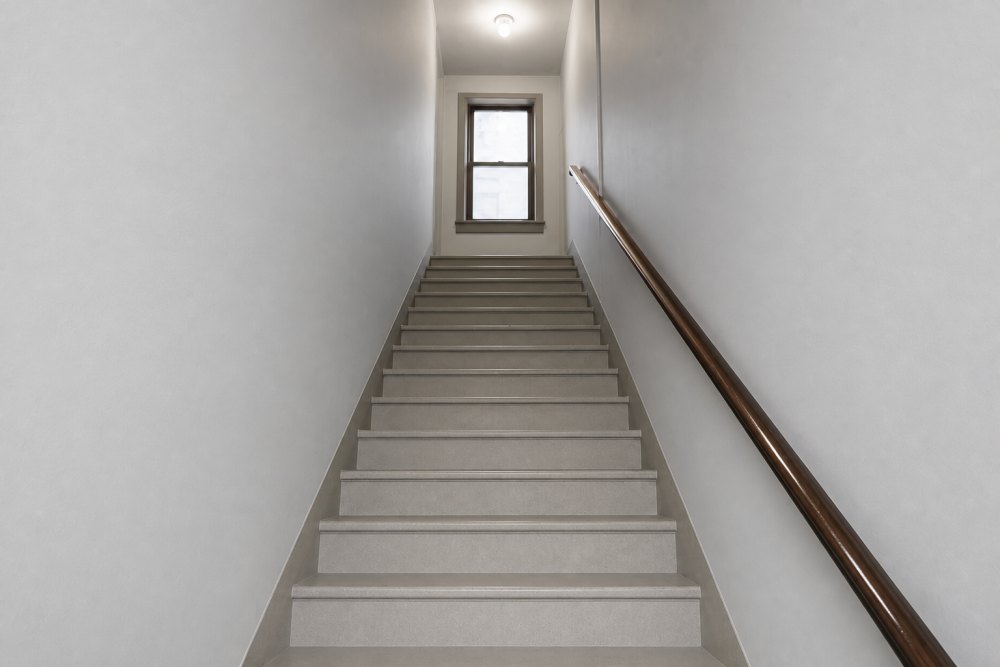 Frisch gestrichenes Treppenhaus in modernem Farbton